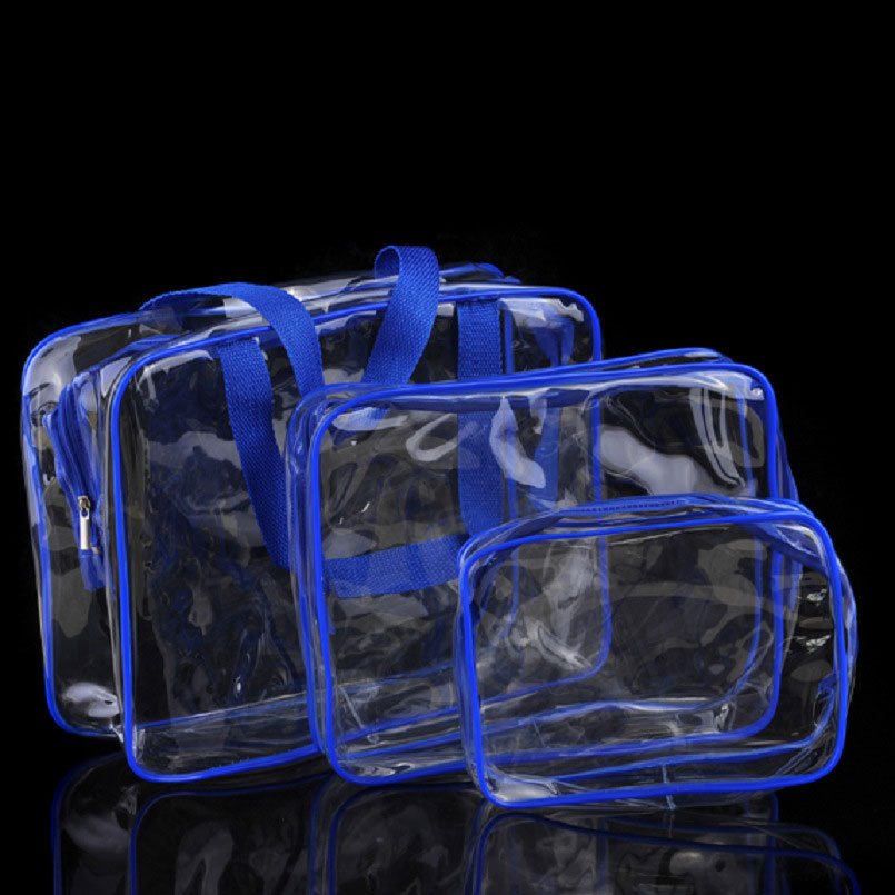 Clear Travel Packing Cubes Clear Makeup Bags Toiletry Bag Set, Waterproof Clear PVC Organizer with Zipper Handle