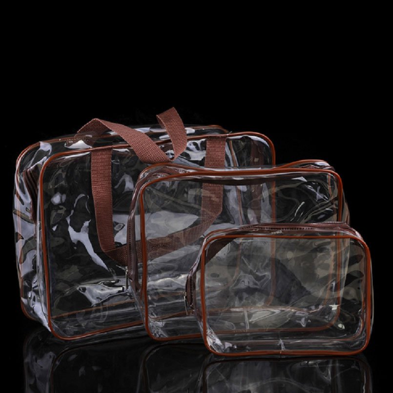 Clear Travel Packing Cubes Clear Makeup Bags Toiletry Bag Set, Waterproof Clear PVC Organizer with Zipper Handle