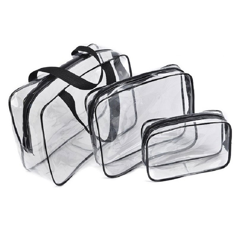 Clear Travel Packing Cubes Clear Makeup Bags Toiletry Bag Set, Waterproof Clear PVC Organizer with Zipper Handle