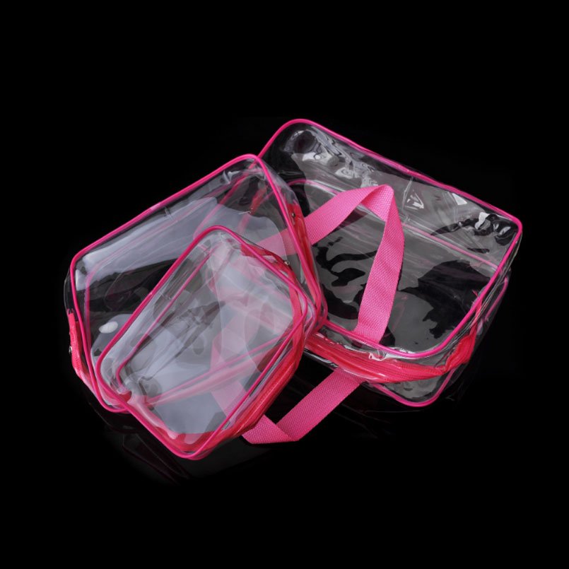 Clear Travel Packing Cubes Clear Makeup Bags Toiletry Bag Set, Waterproof Clear PVC Organizer with Zipper Handle