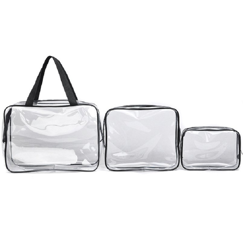 Clear Travel Packing Cubes Clear Makeup Bags Toiletry Bag Set, Waterproof Clear PVC Organizer with Zipper Handle