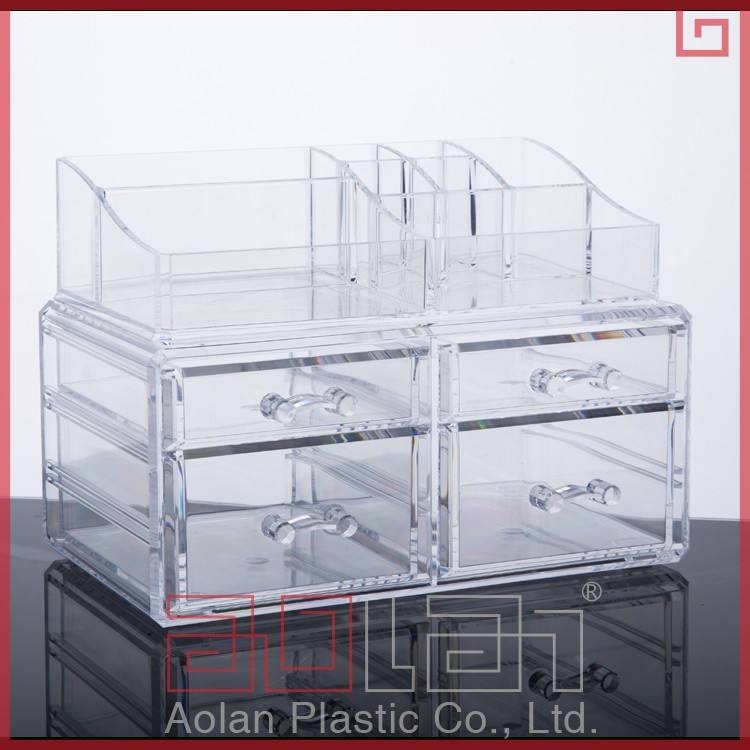 Acrylic Makeup Organizer 3 Pieces Set Cosmetic Storage Jewelry Display Case with 3 Drawers for Brushes Pallet