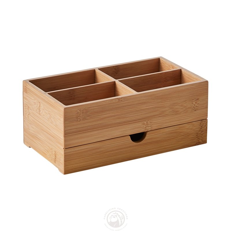 Bamboo Makeup Organizers and Storage box with Drawer for Bathroom Countertop Vanity Storage