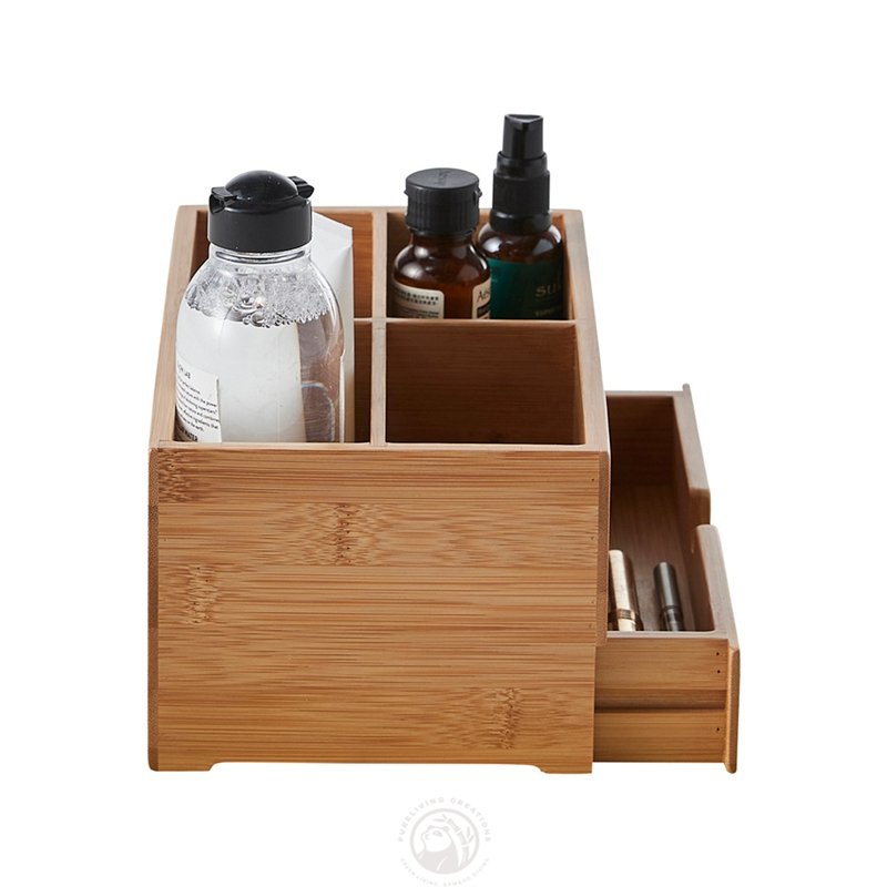 Bamboo Makeup Organizers and Storage box with Drawer for Bathroom Countertop Vanity Storage
