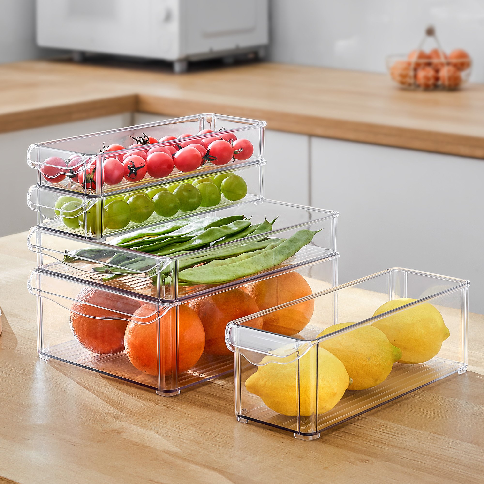 2024 Kitchen accessories Stackable Storage Box Container Refrigerator Drawer Fridge Storage Organizer