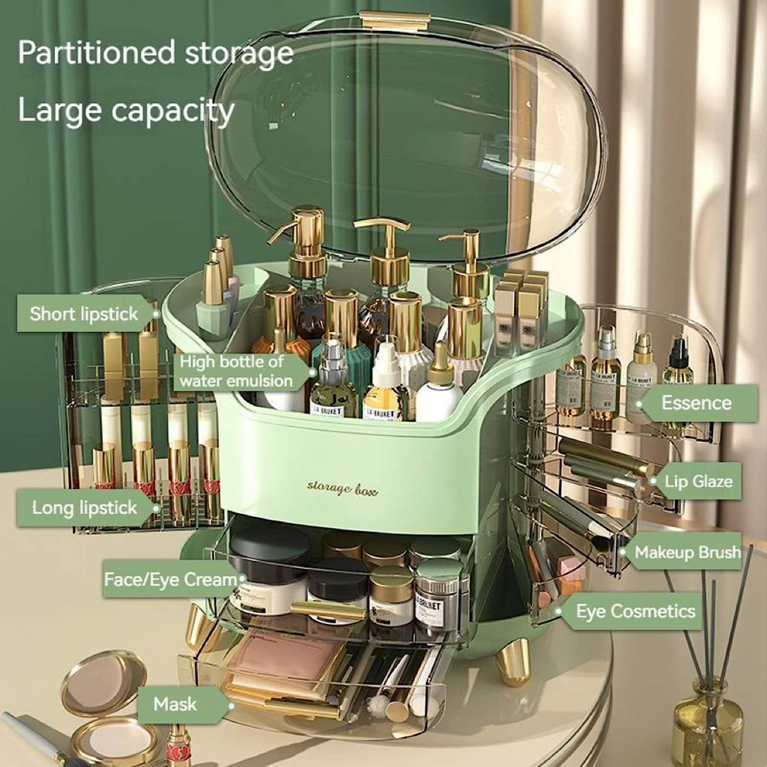 Waterproof Fashion Big Capacity 10 Drawer Cosmetic Storage Box Plastic Desktop Makeup Jewelry Skincare Organizer Bin