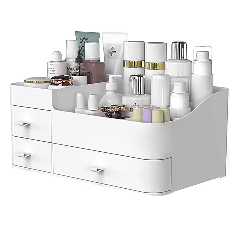 Makeup Organizer with Drawers Chic Countertop Storage for Cosmetics Elegant Vanity Holder