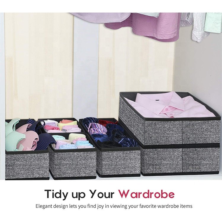 Drawer Underwear Organizer Divider 4 Pieces Fabric Foldable Dresser Storage Basket Organizers And Storage Bins For Storing Bra