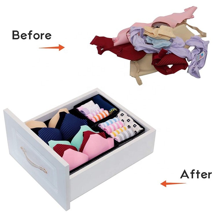 Drawer Underwear Organizer Divider 4 Pieces Fabric Foldable Dresser Storage Basket Organizers And Storage Bins For Storing Bra