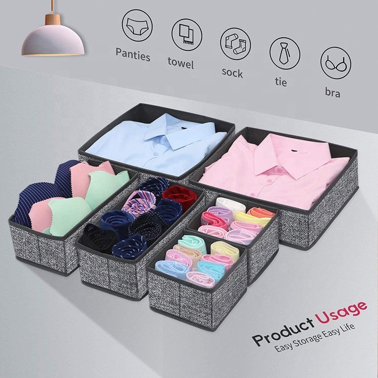 Drawer Underwear Organizer Divider 4 Pieces Fabric Foldable Dresser Storage Basket Organizers And Storage Bins For Storing Bra