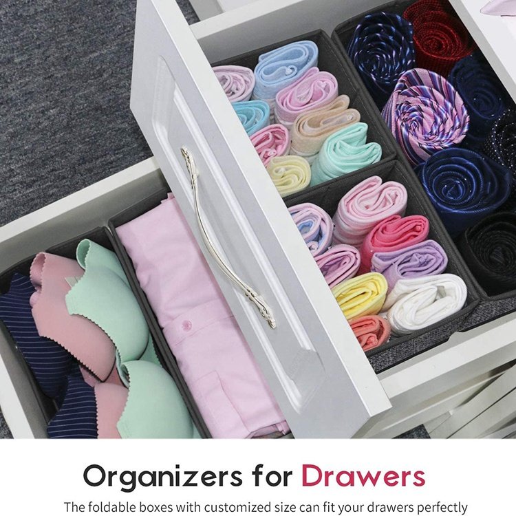 Drawer Underwear Organizer Divider 4 Pieces Fabric Foldable Dresser Storage Basket Organizers And Storage Bins For Storing Bra