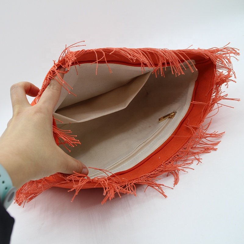Custom Logo Colorful Cotton Canvas Zipper Pouch Bag Beauty Girl Cosmetic Makeup Bag With Tassel Cosmetic Purse Fashion