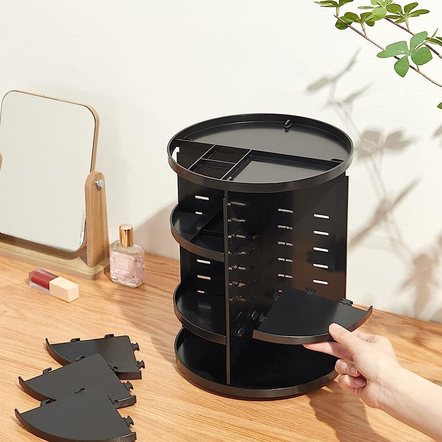 360 rotating makeup organizer wholesale custom good price storage cosmetic box 3 tier rotating makeup organizer