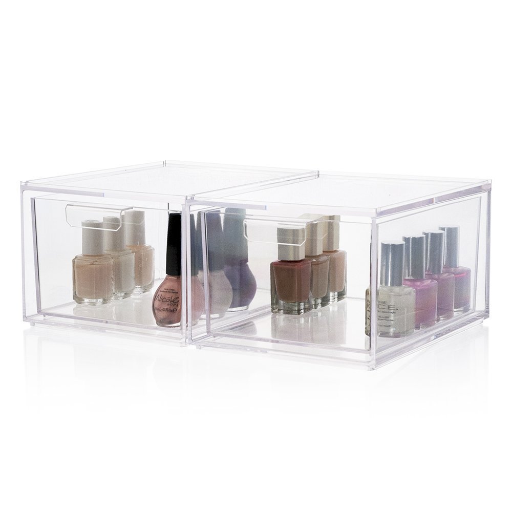 Stackable Makeup Organizer Storage Drawers Acrylic Bathroom Organizers Clear Plastic Storage Bins For Vanity