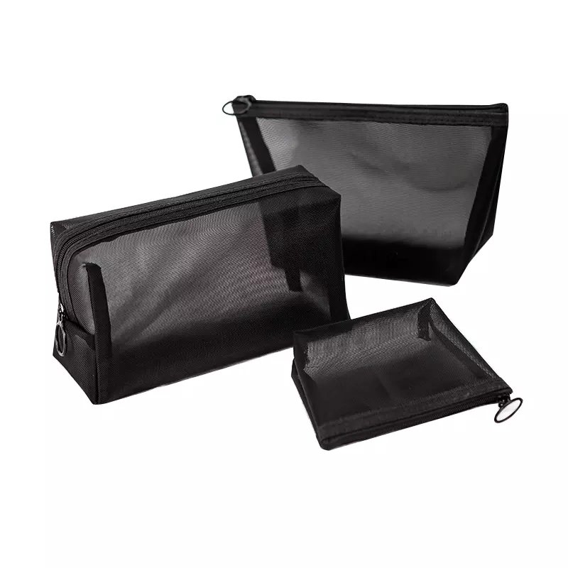 Mesh Women Cosmetic Bag Travel Zipper Clear Makeup Case Make up Organizer Storage Pouch Wash Toiletry Beauty Bag Transparent
