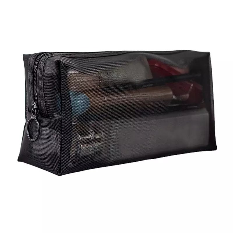 Mesh Women Cosmetic Bag Travel Zipper Clear Makeup Case Make up Organizer Storage Pouch Wash Toiletry Beauty Bag Transparent