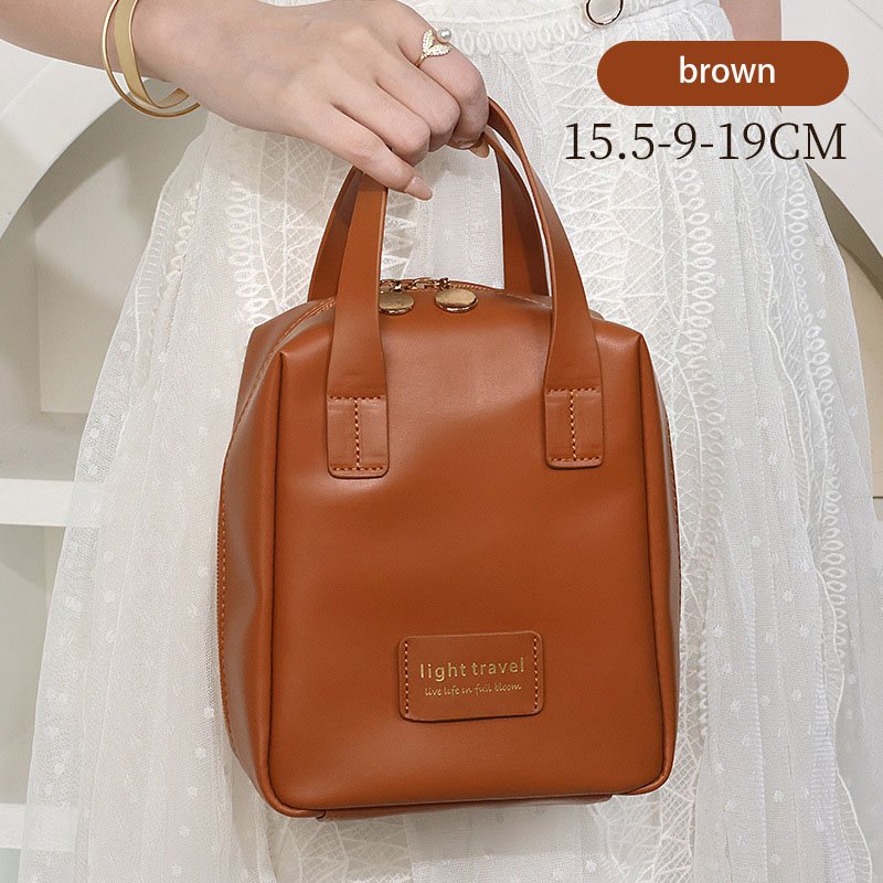 Women's PU Leather gradient three-dimensional makeup bag Travel portable toiletry bag Cosmetics organizing storage bag