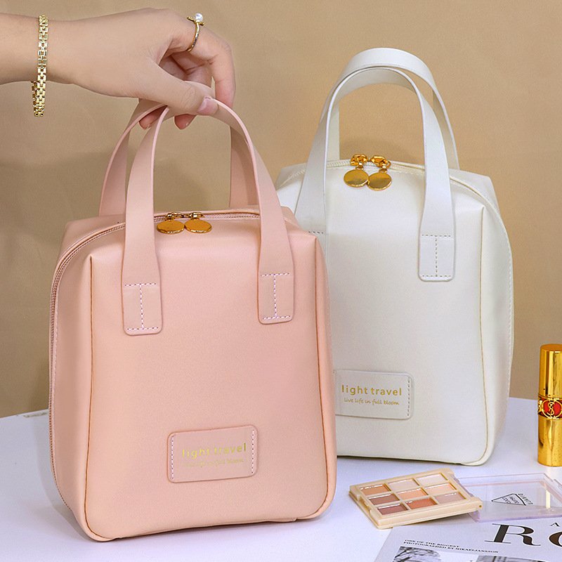 Women's PU Leather gradient three-dimensional makeup bag Travel portable toiletry bag Cosmetics organizing storage bag