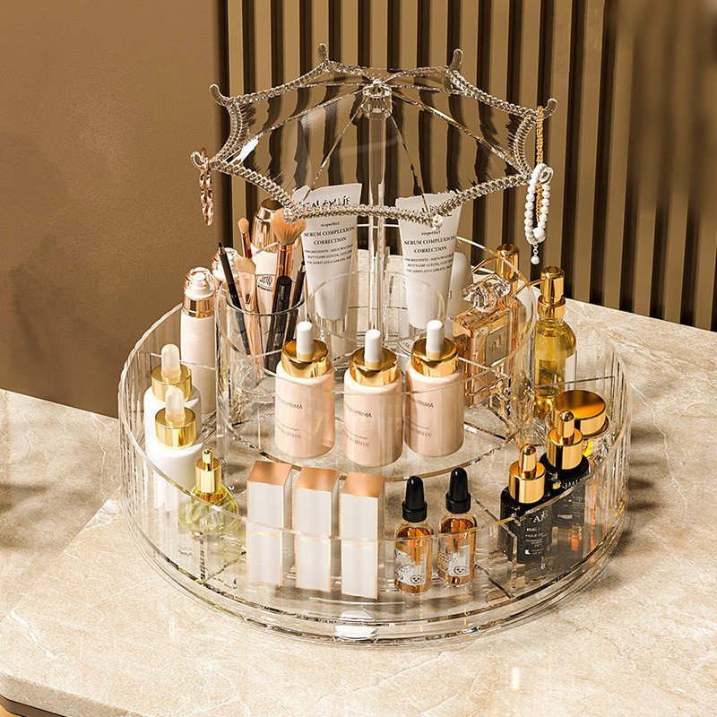 360 rotating cosmetic organizer countertop transparent acrylic makeup organizer clear jewelry boxes organizers