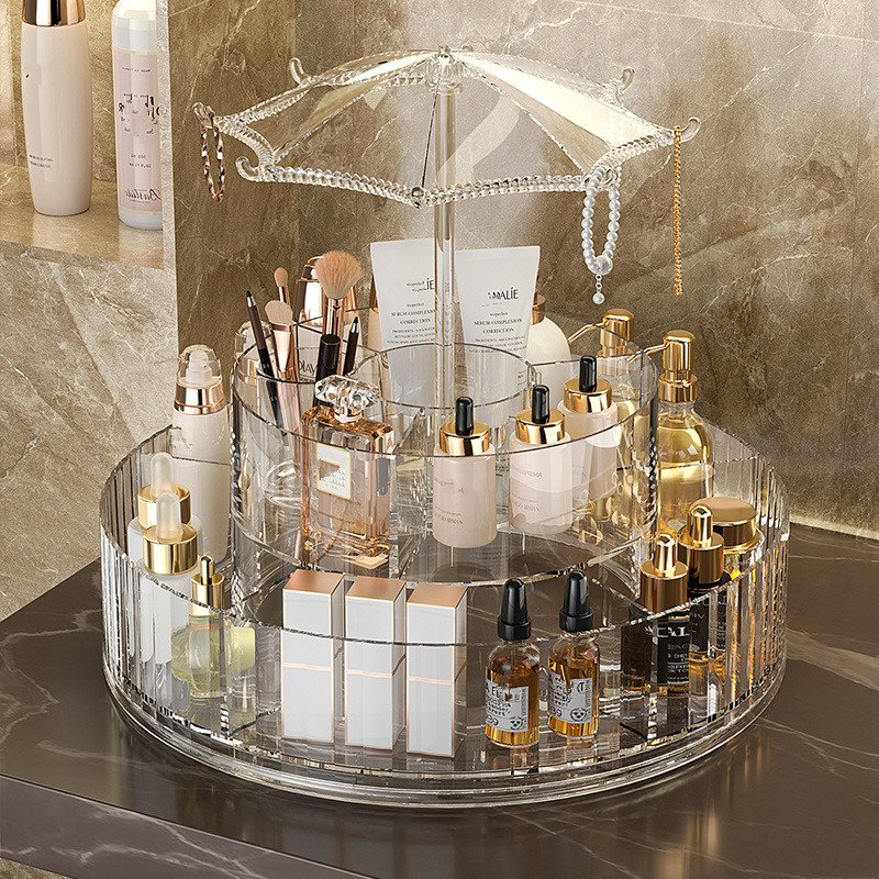 360 rotating cosmetic organizer countertop transparent acrylic makeup organizer clear jewelry boxes organizers
