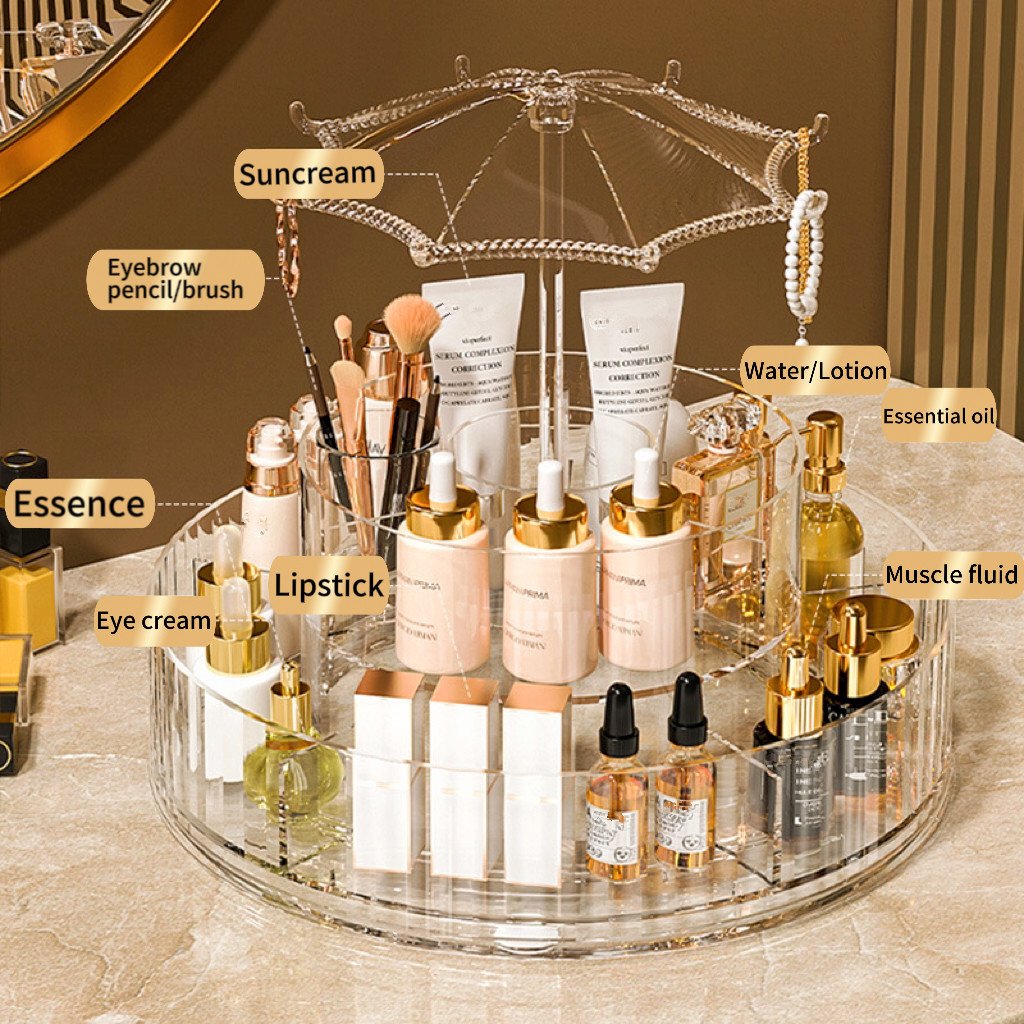 360 rotating cosmetic organizer countertop transparent acrylic makeup organizer clear jewelry boxes organizers