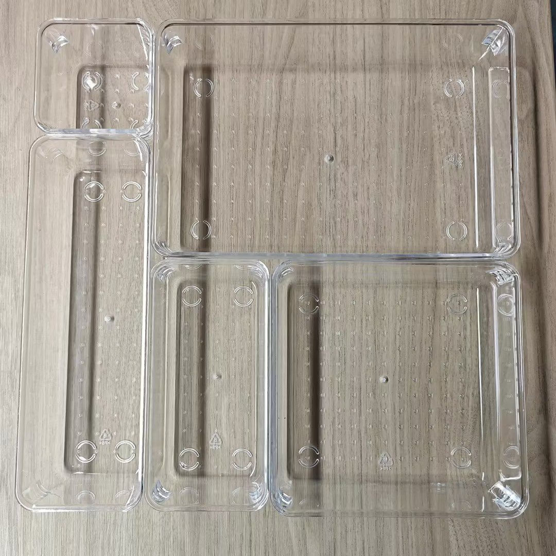25pcs Transparent Clear Plastic Drawer Organizers Set Bathroom and Vanity Drawer Plastic Makeup Organizer Trays