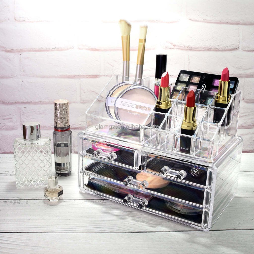 Plastic Skincare Bathroom Counter Organizer Vanity Counter Display Case