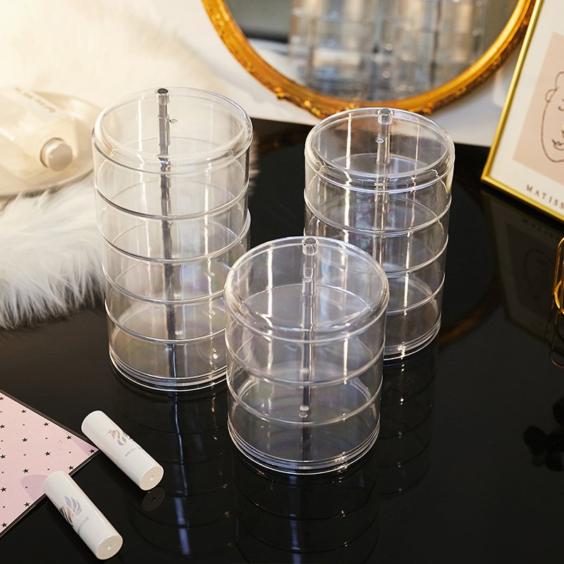 New Round Rotating Four Layers Round Jewelry Box Convenient Organizer Jewelry Storage Box