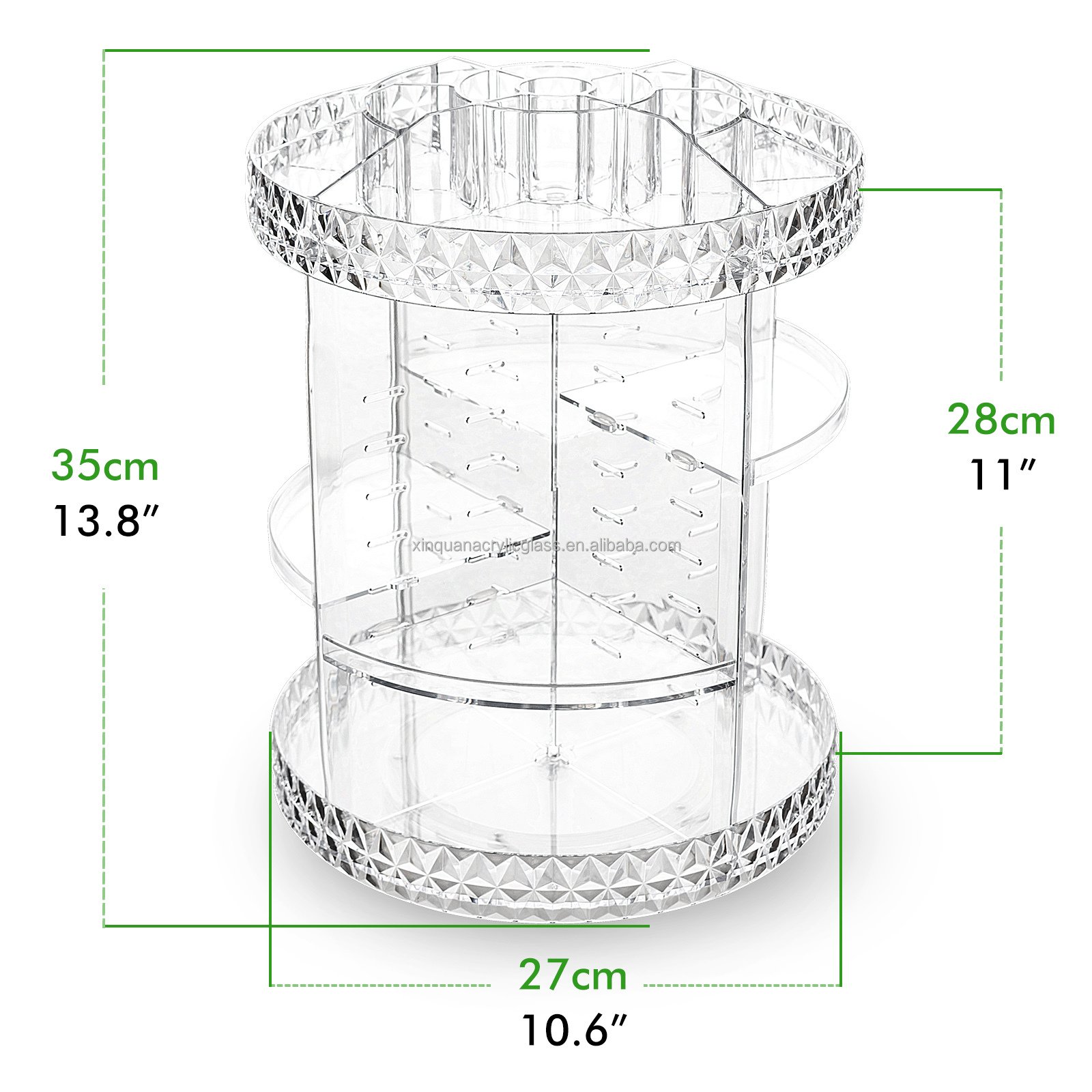 Customized Transparent Acrylic Cosmetic Storage Box 360 Rotating Makeup Organizer Cosmetic Storage Box