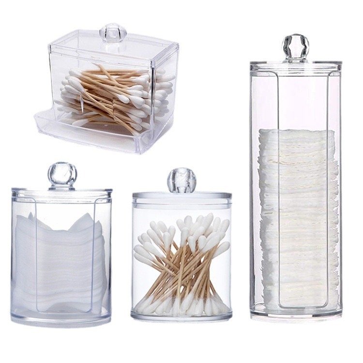 Makeup Organizer Round Cosmetic Storage Cotton Pad Dispenser Container Holder Organizer