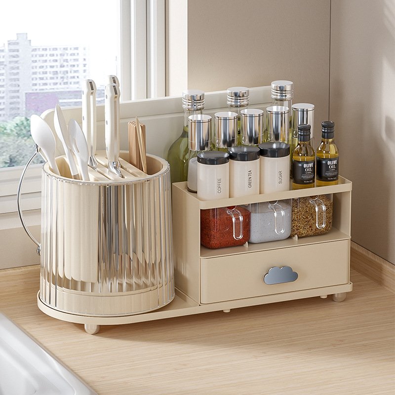 High Quality Rotatable Cosmetic Organizer with Multifunctional Makeup & Skincare Storage Plastic Dresser with Brush Holder