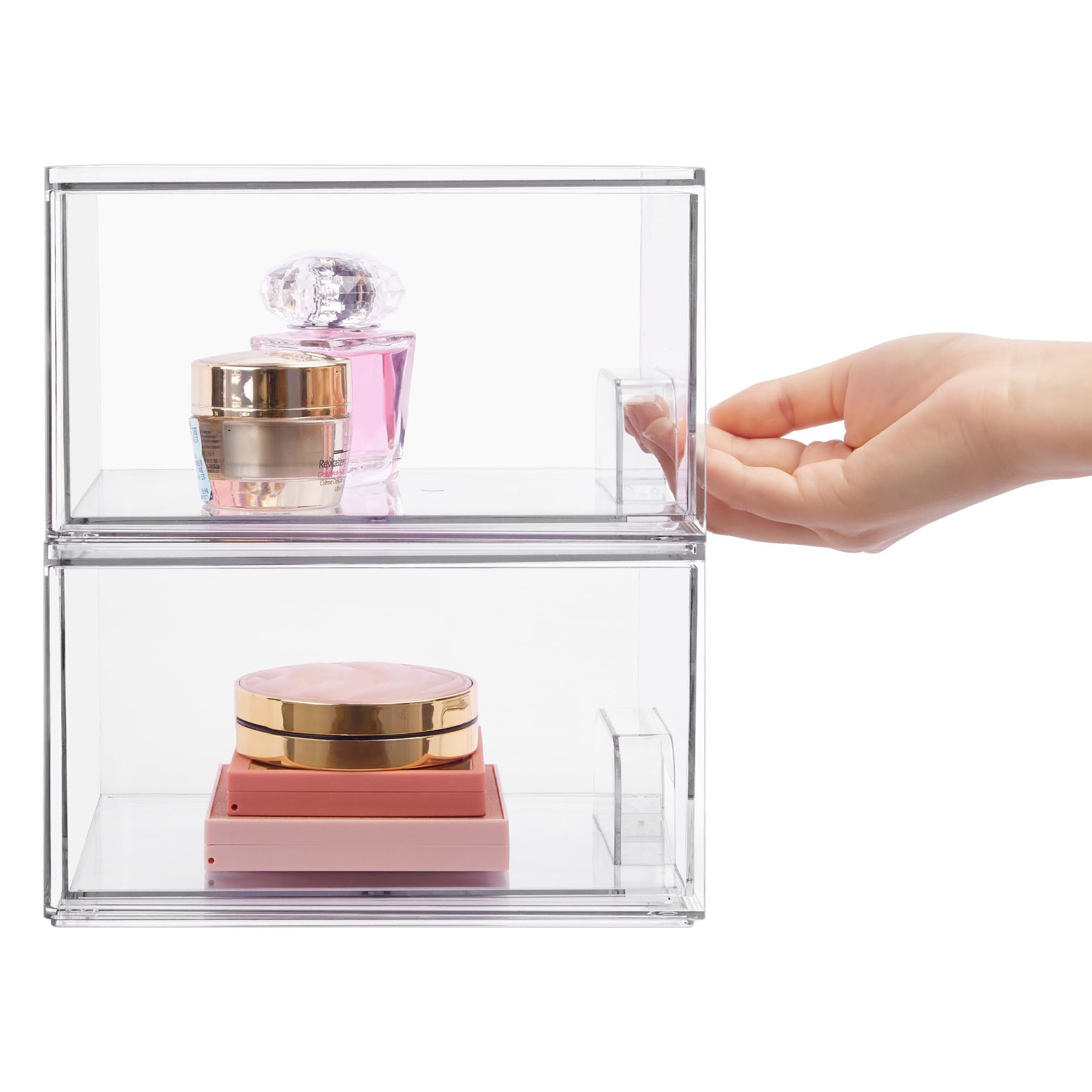 Multi-Purpose Clear Plastic Fridge Drawers Stackable Pull Refrigerator Organizer Bins Modern Food Storage Containers Kitchen