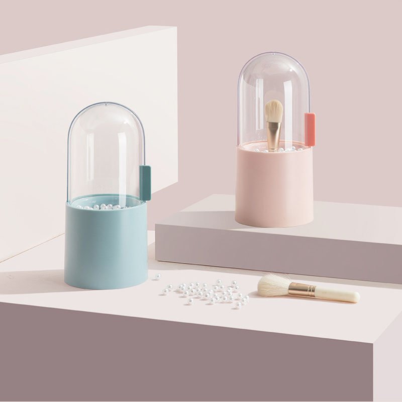 Dustproof Makeup Brush Storage Box With Pearl Eye Shadow Brush Storage Bucket Wholesale Makeup Brush Set Organizer