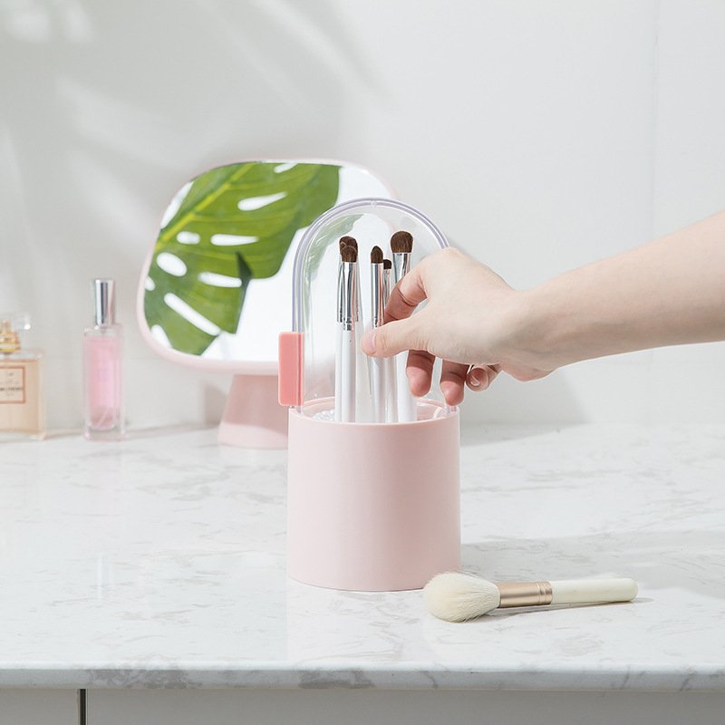 Dustproof Makeup Brush Storage Box With Pearl Eye Shadow Brush Storage Bucket Wholesale Makeup Brush Set Organizer