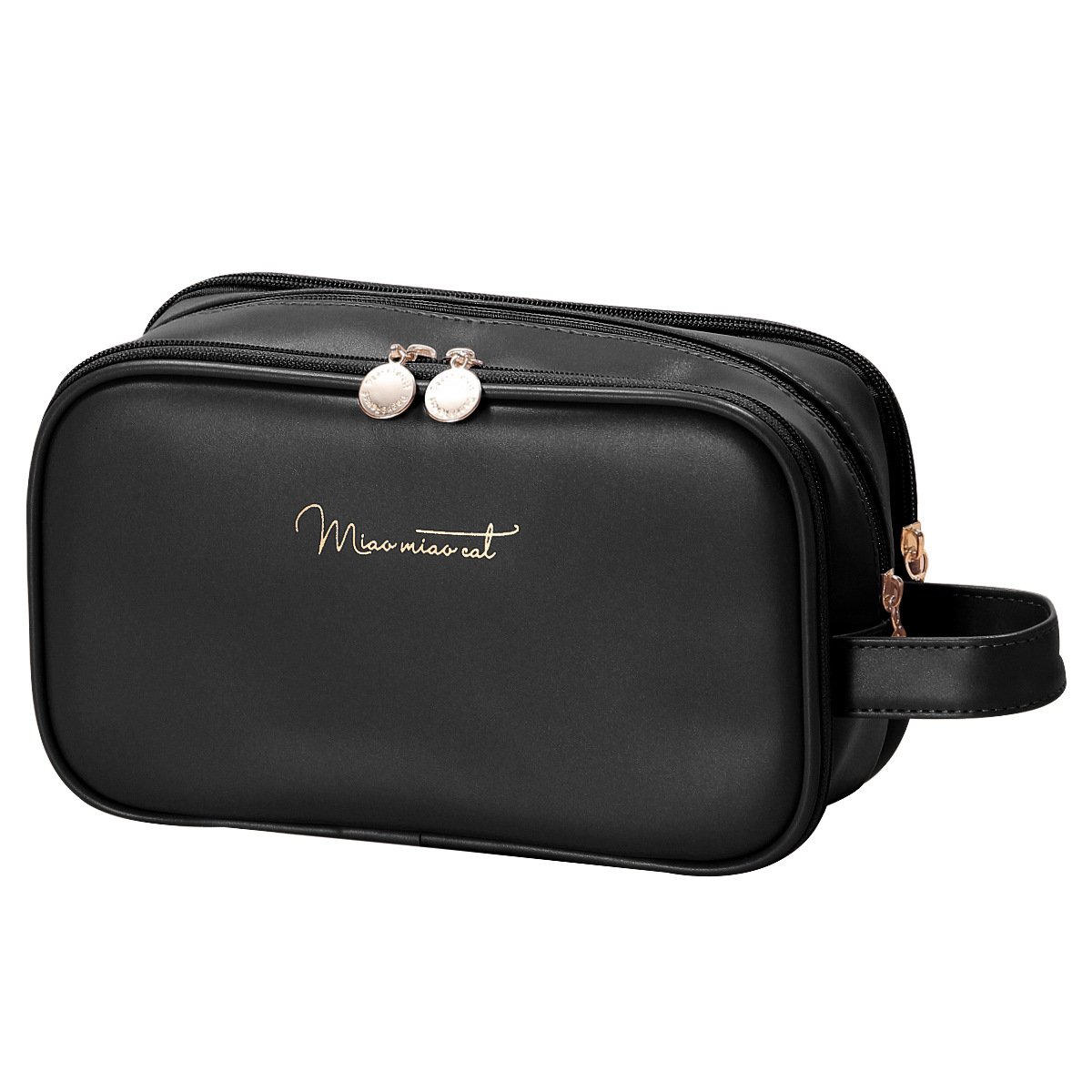 Capacity Portable High Appearance Level Makeup Bag Toiletry Bag Double Zip Women Large Size Makeup Organizers Zipper Bag Solid