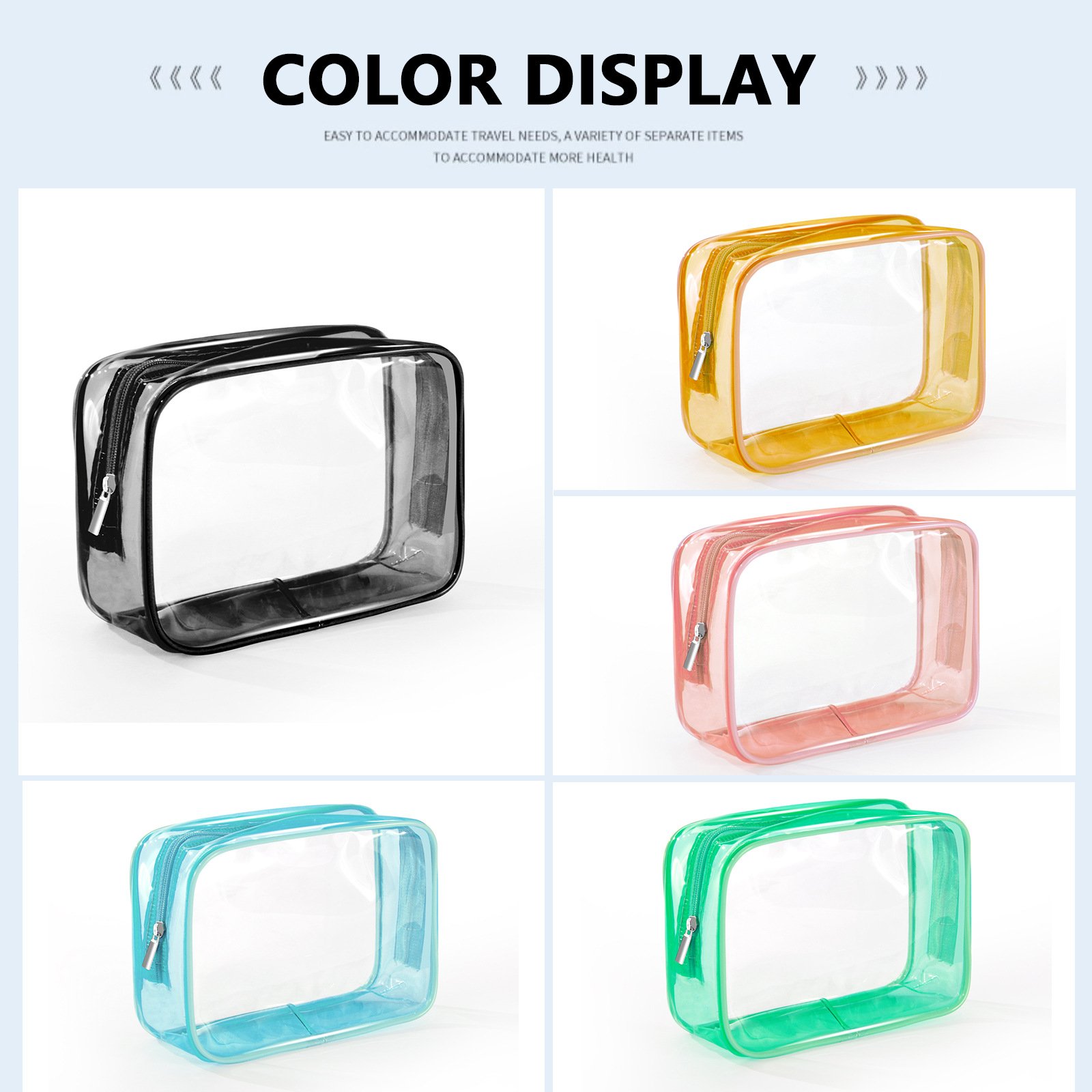 Factory wholesale custom PVC toiletry bags portable travel storage Skincare logo waterproof transparent cosmetic cases