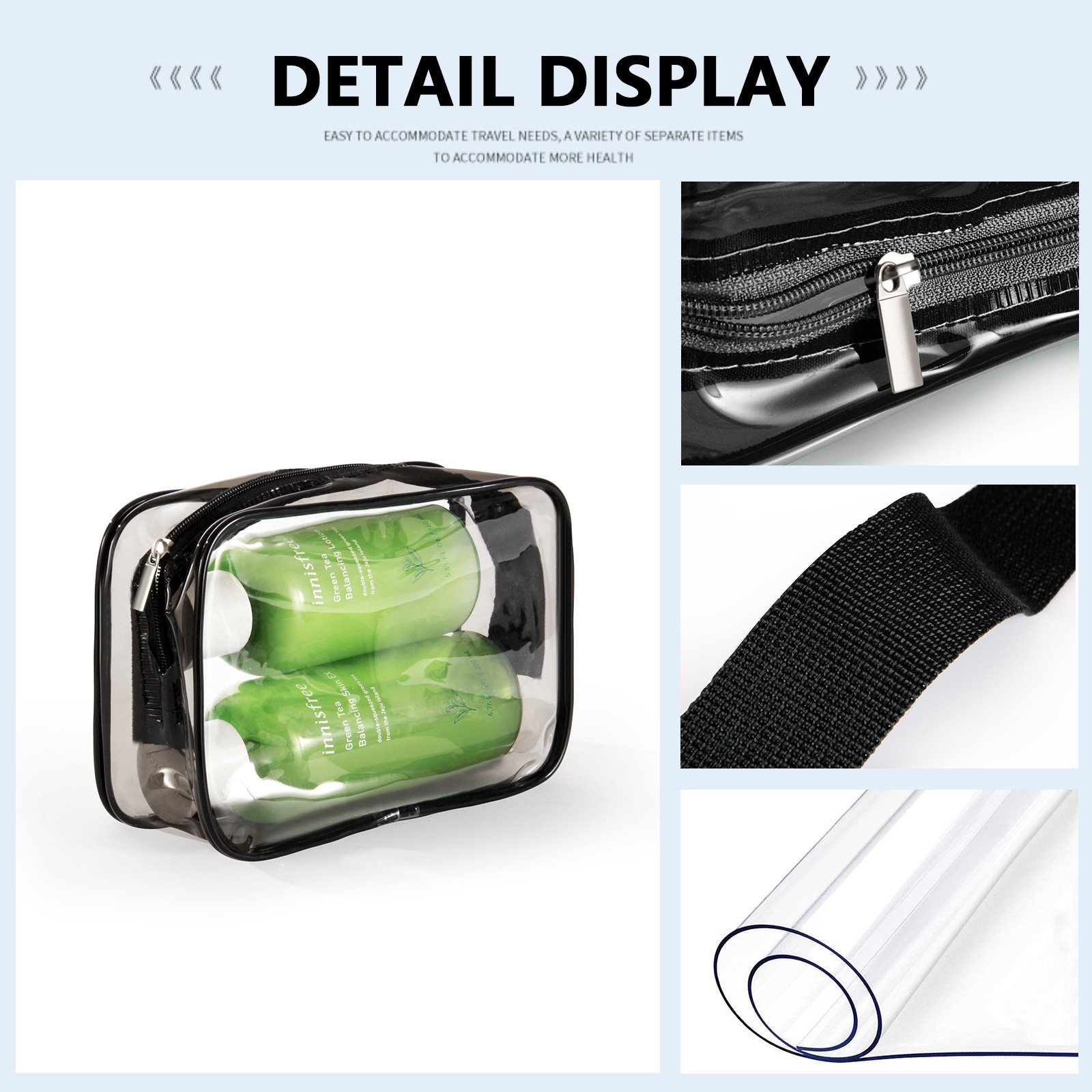 Factory wholesale custom PVC toiletry bags portable travel storage Skincare logo waterproof transparent cosmetic cases
