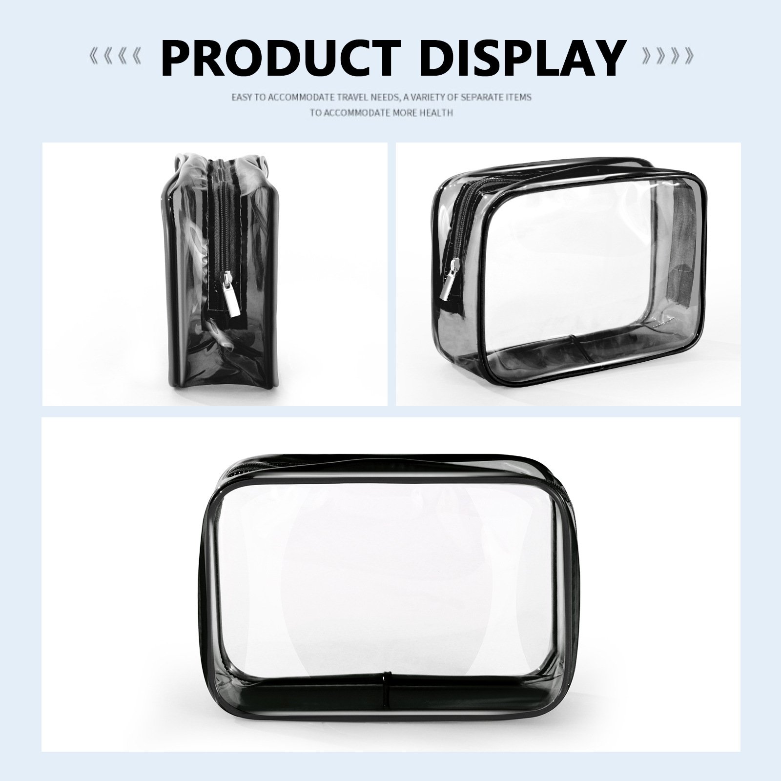 Factory wholesale custom PVC toiletry bags portable travel storage Skincare logo waterproof transparent cosmetic cases