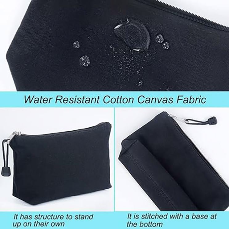 2024 Wholesale Blank Plain Cotton Canvas Cosmetic Bag Customized Travel Cotton Canvas Makeup Bag For Women