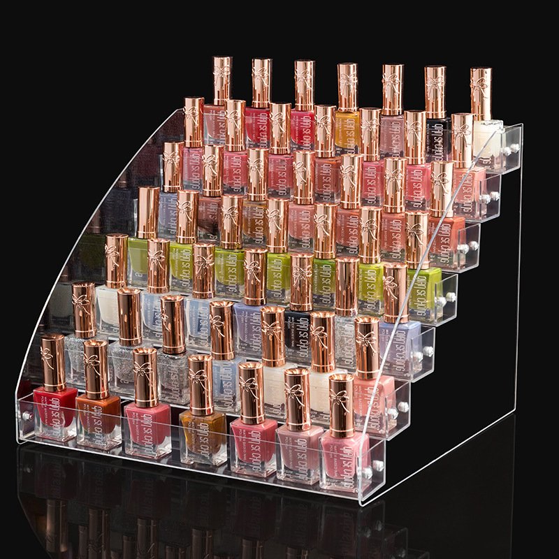 Acrylic Makeup Tool Holder Portable Nail Polish Lipstick Organizer Jewelry Storage Box Clear Display Stand Tray