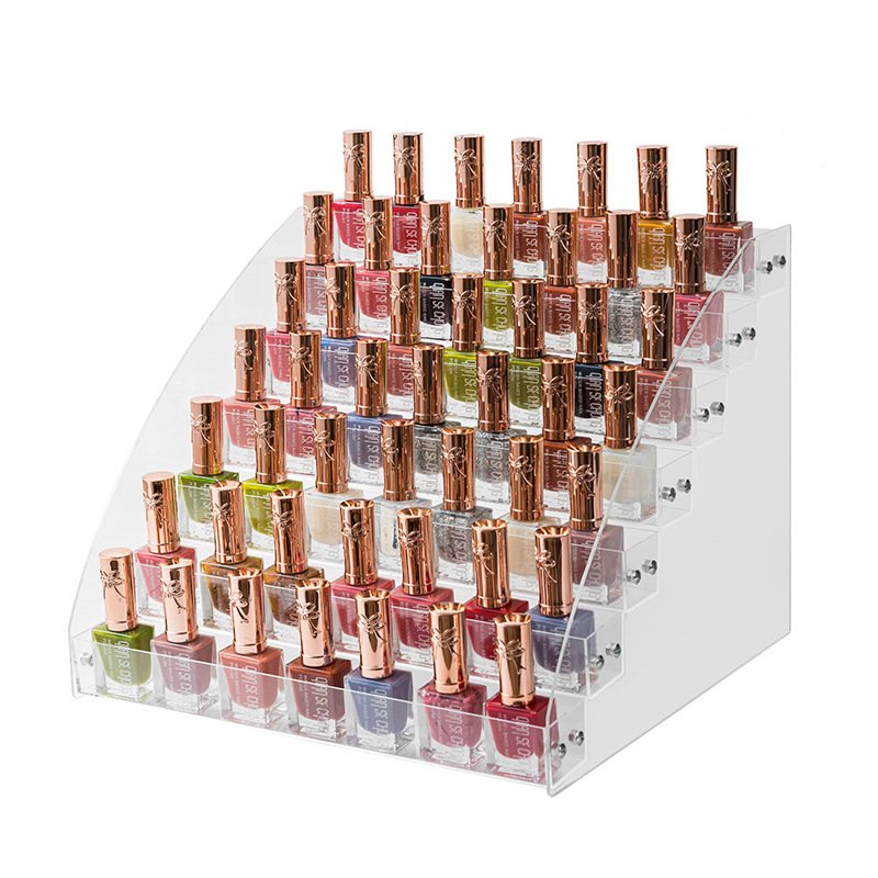 Acrylic Makeup Tool Holder Portable Nail Polish Lipstick Organizer Jewelry Storage Box Clear Display Stand Tray