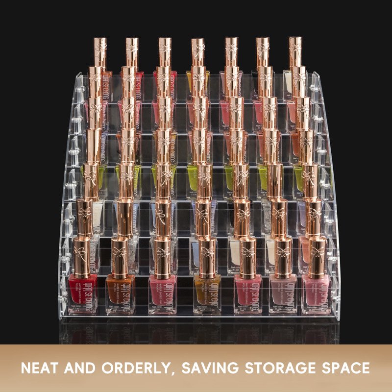 Acrylic Makeup Tool Holder Portable Nail Polish Lipstick Organizer Jewelry Storage Box Clear Display Stand Tray