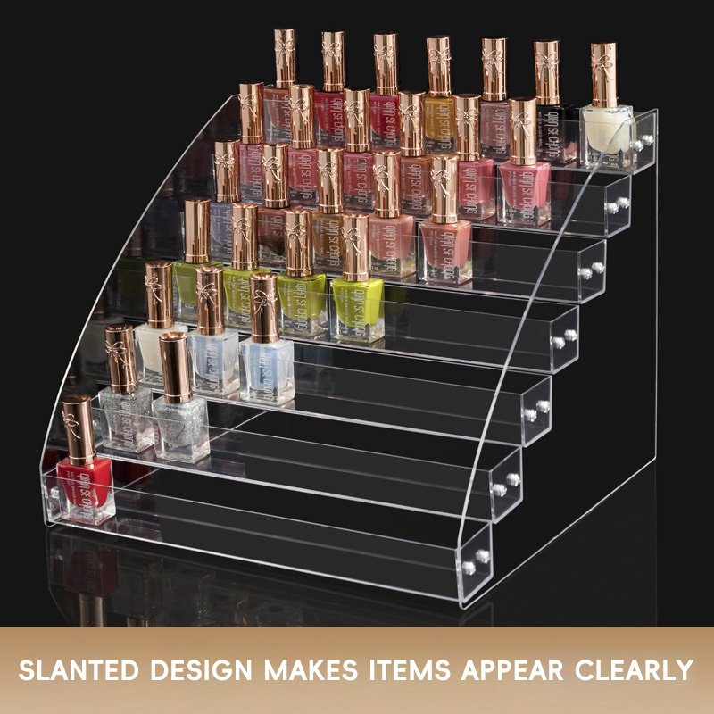 Acrylic Makeup Tool Holder Portable Nail Polish Lipstick Organizer Jewelry Storage Box Clear Display Stand Tray