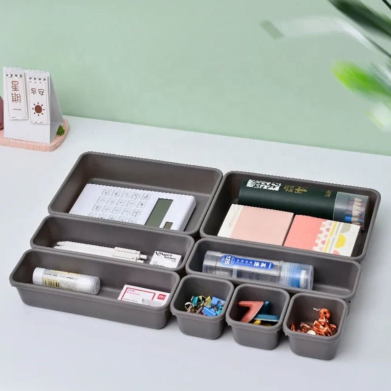 8cs Set Makeup Desk Drawer Divider Organizer Kitchen Bathroom Desktop Cosmetics Sundries Home Storage Box Bin Drawer Organizers