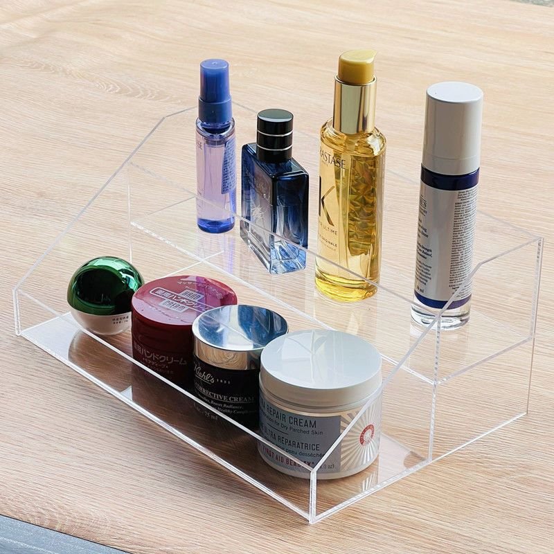 Modern Transparent cosmetic organizer desktop two-layer cosmetic organizer bathroom products acrylic storage display shelf