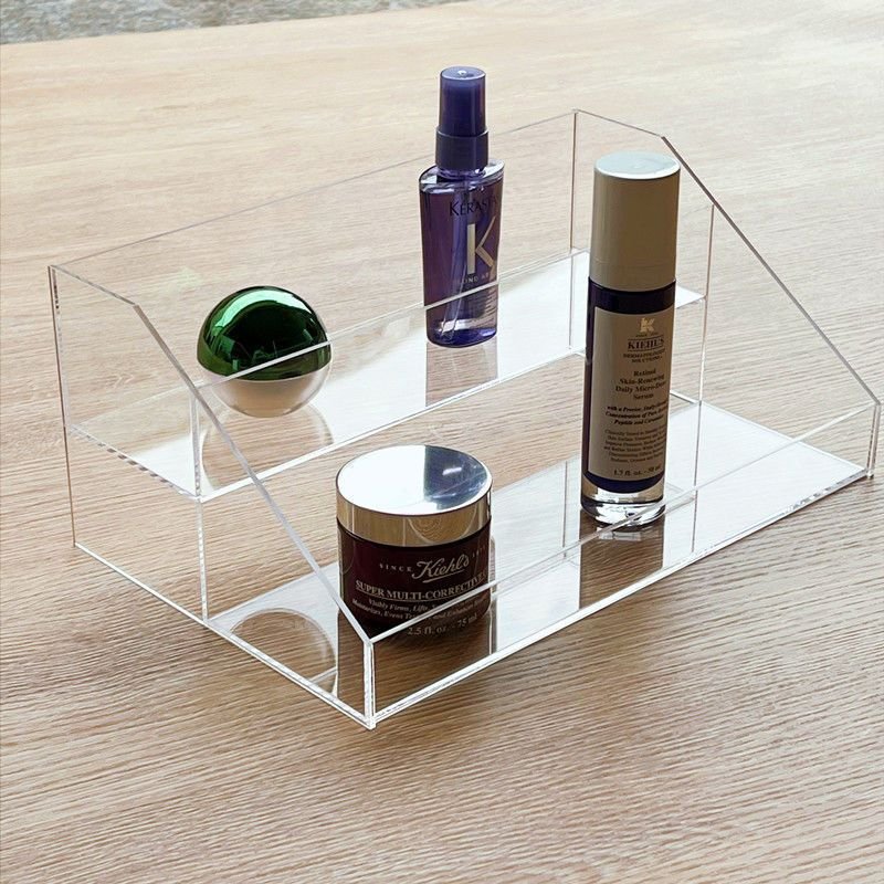 Modern Transparent cosmetic organizer desktop two-layer cosmetic organizer bathroom products acrylic storage display shelf