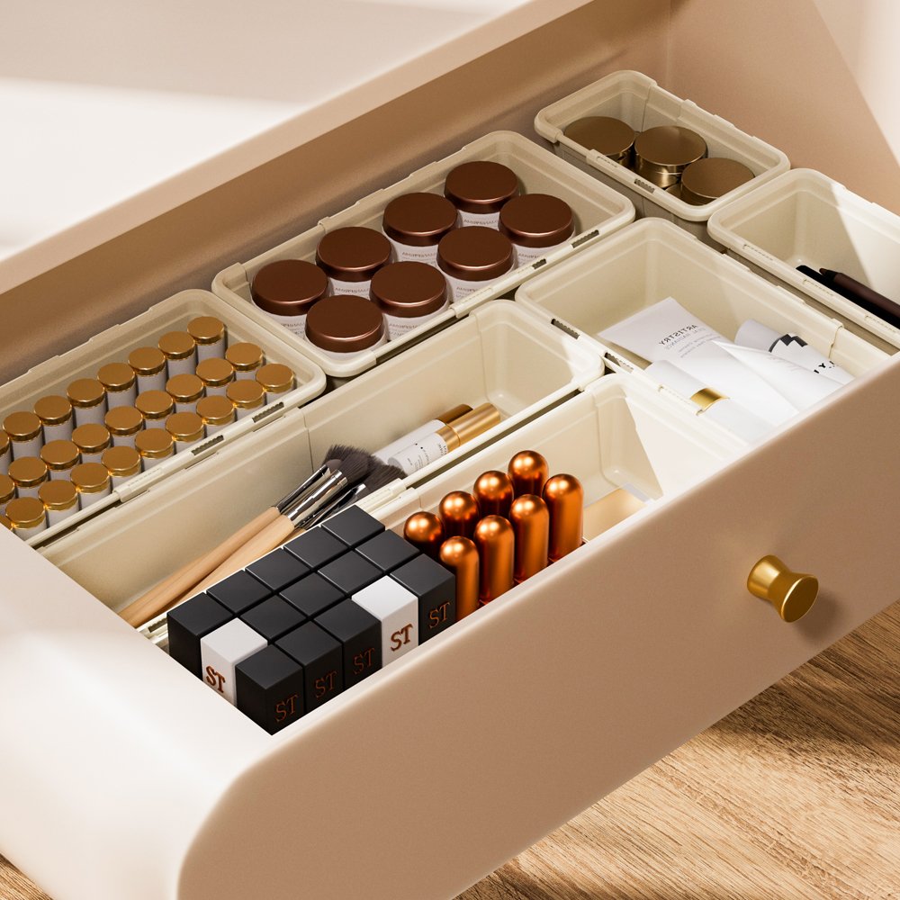 Desk Drawer Organizer Trays Large Capacity Plastic Bins Kitchen Drawer Organizers