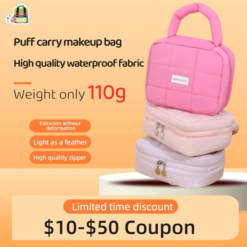 Custom Cosmetic Quilted Wash Pouch makeup Travel Bag Puff Puffer Puffy Padded Quilted Toiletry Cosmetic Make Up makeup Bag