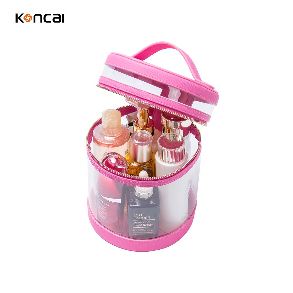 KONCAI clear small make up pouch cosmetic accessories travel organizers transparent cute vanity box pink makeup bag organizer