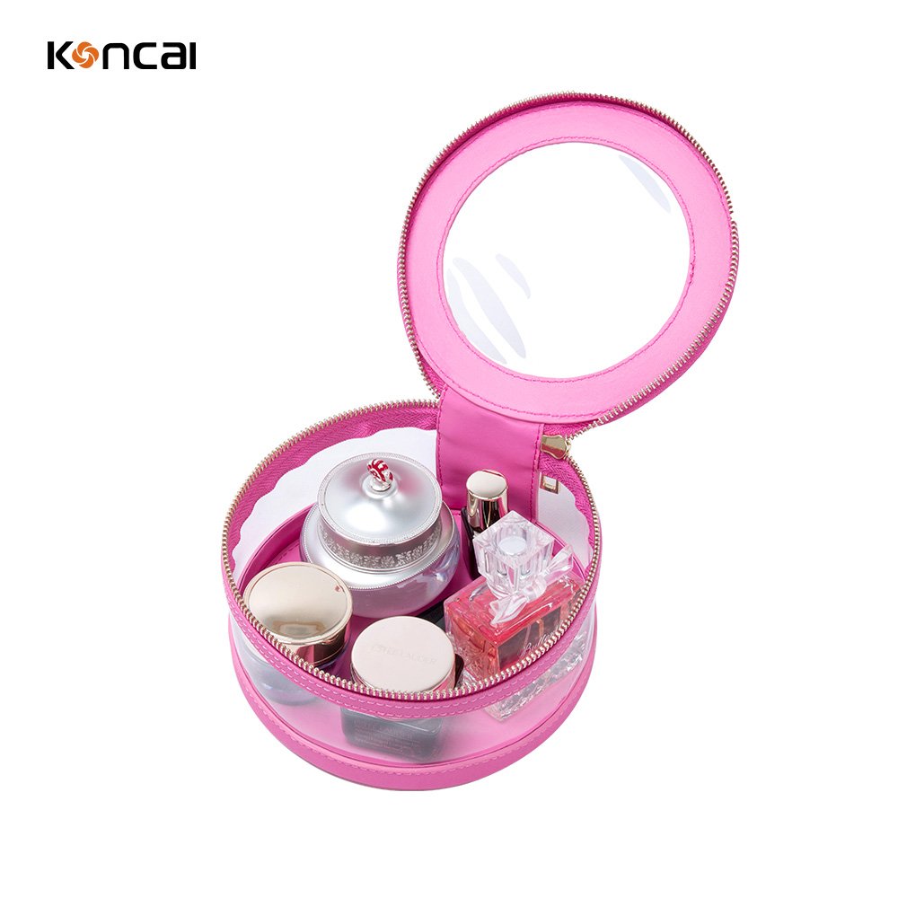 KONCAI clear small make up pouch cosmetic accessories travel organizers transparent cute vanity box pink makeup bag organizer